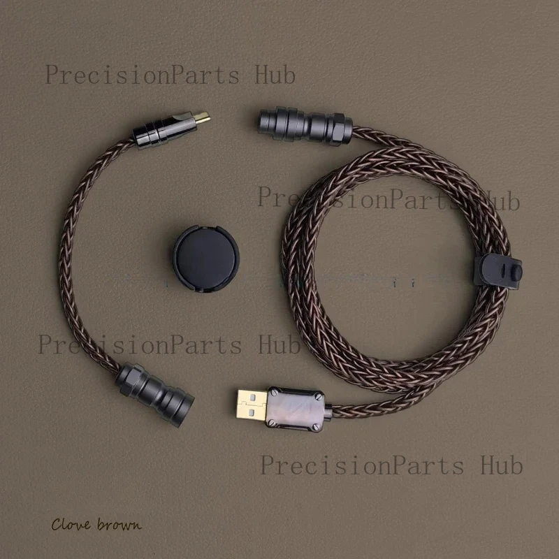A Customized Metal USB Type-C Single Crystal Copper Silver Plated Data Charging Cable for Mechanical Keyboard Aviation PlugCable