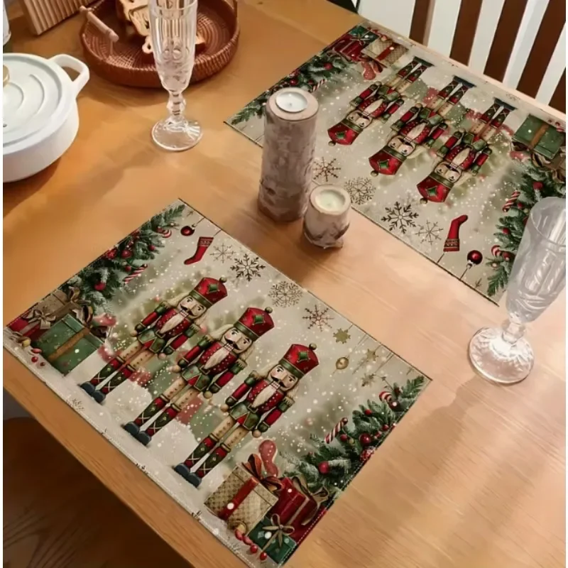 Weihnachten Nussknacker Soldat Mahlzeit Matte Leinen Tisch Urlaub Esszimmer Leinen Tischset Weihnachtsbaum Home Küche Party Dekoration