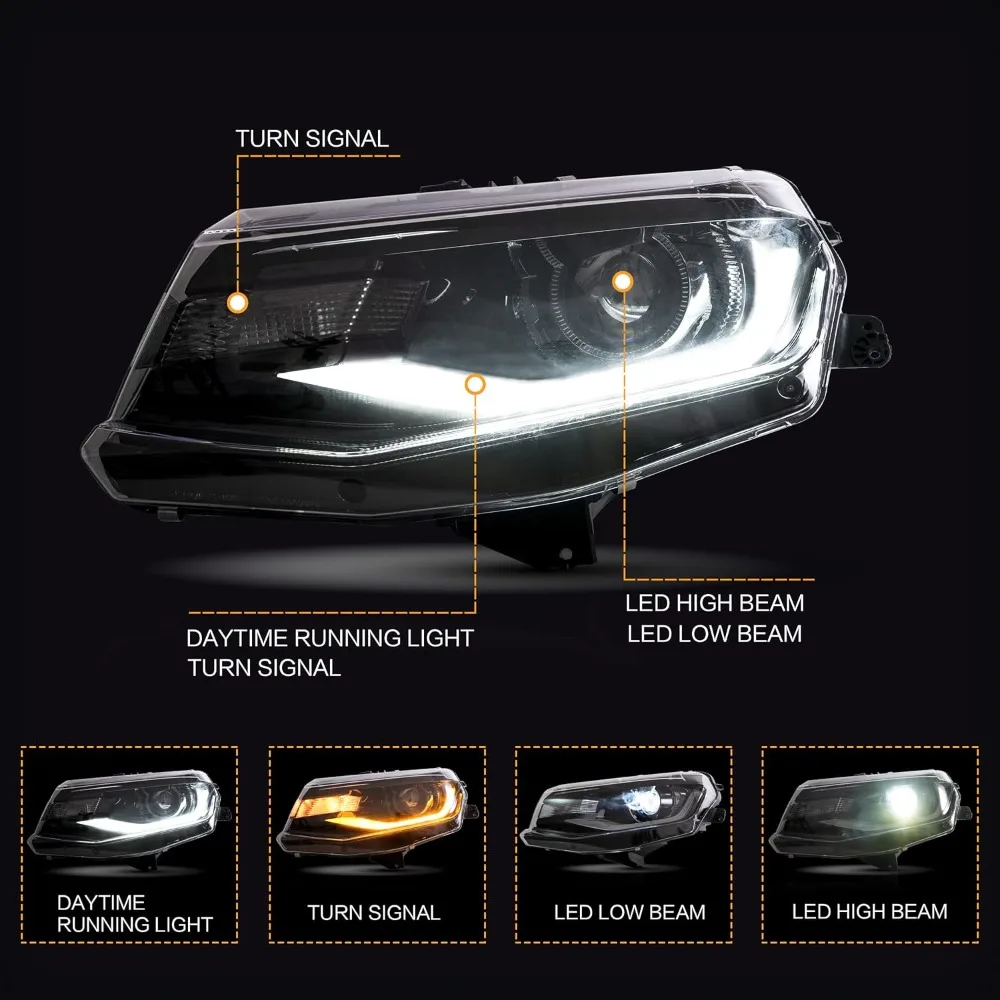 Headlights Assembly Welcome/Dynamic DRL, Sequential Turn Signal, Plug-and-play, Dual Beam Lens