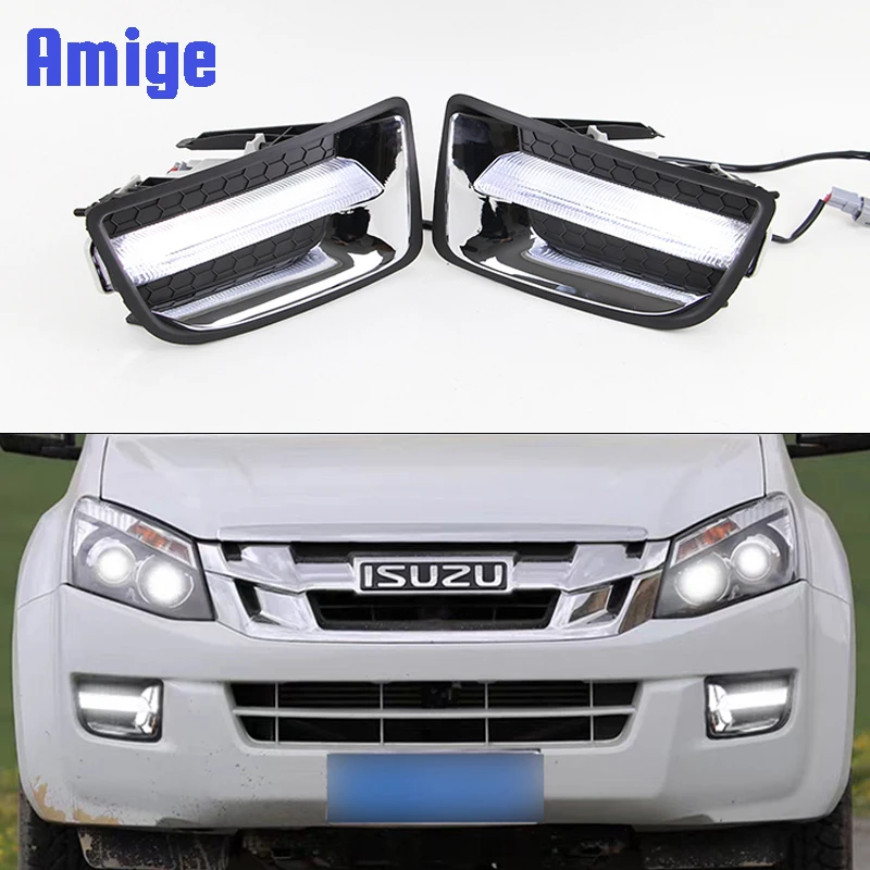 

LED DRL Daylights For Isuzu D-max 2014 2015 12V LED Daytime Running Headlights Decoration Bumper lamps