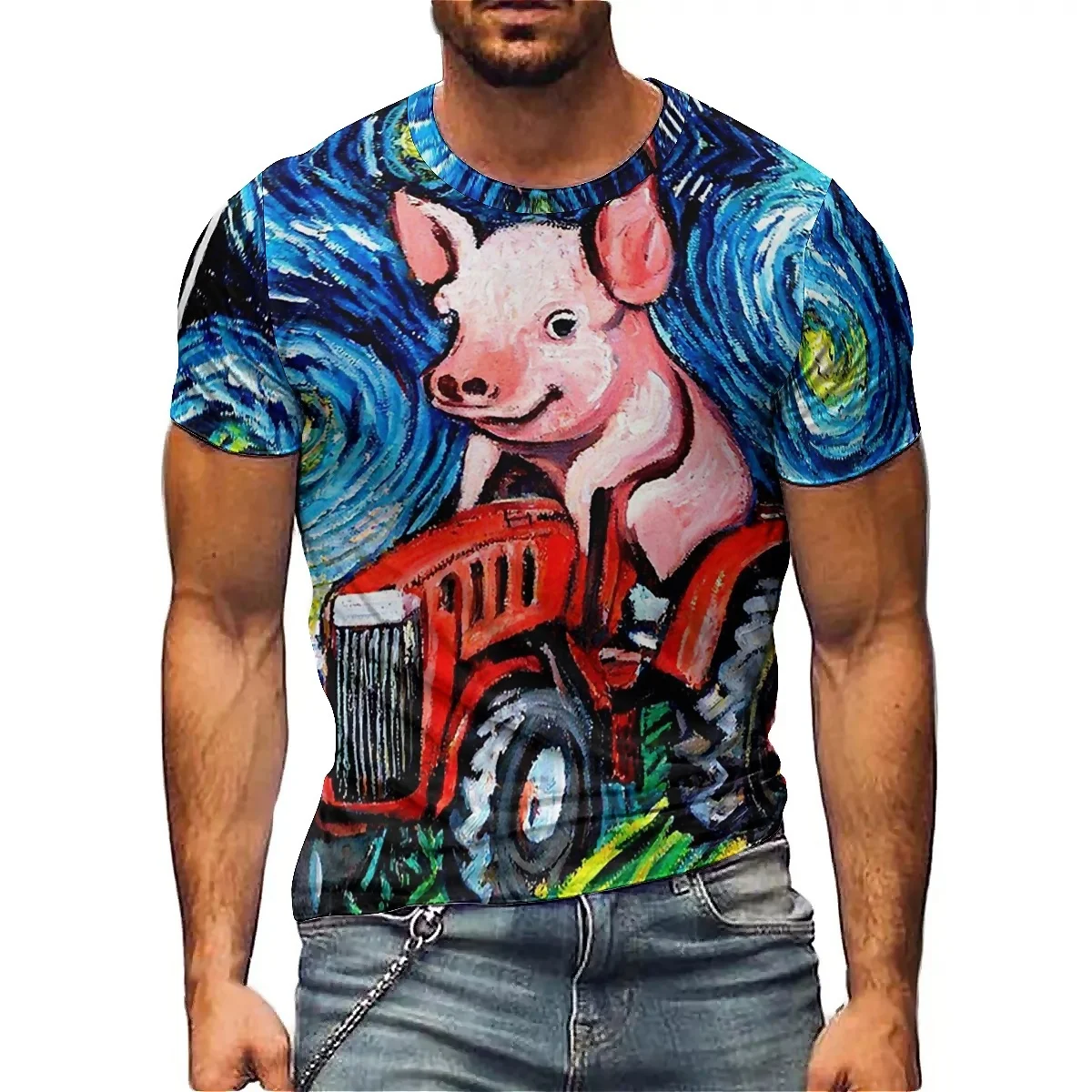 

Summer Sports Animal Pattern Men's 3D Printed Short-Sleeve T-Shirt - Silky Basic Top