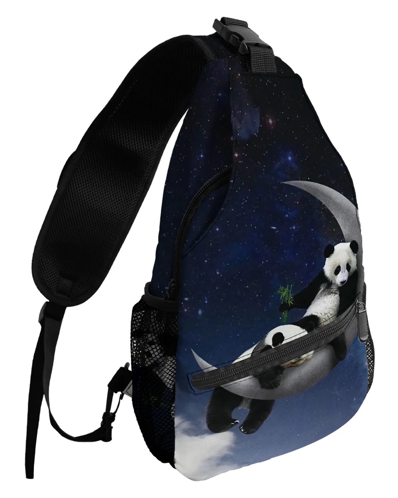 Moon Night Sky Panda Star Chest Bag for Men Casual Sports Shoulder Bag Women's Travel Waterproof Messenger Bag