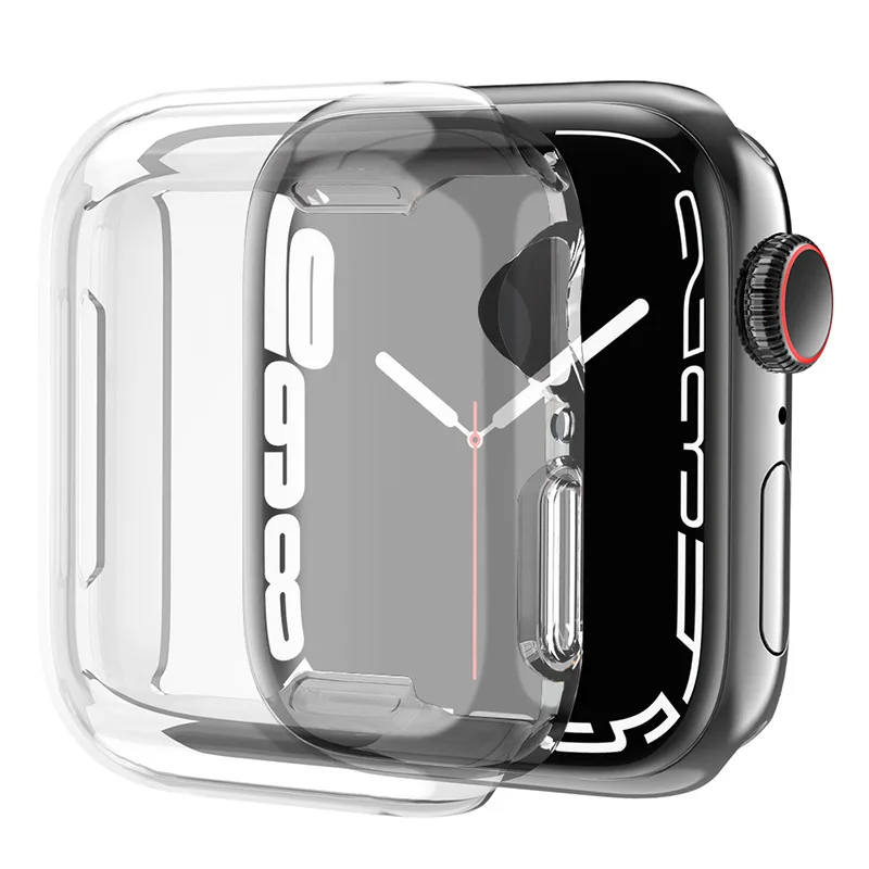Custodia protettiva 1 pz per Apple Watch Series 7 41mm 45mm Soft TPU Cover Bumper Full Screen Protector iWatch Series 7 accessori