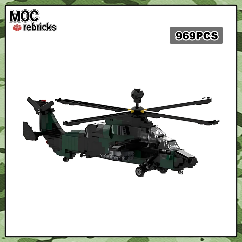 MOC-177490 Military Series Euro Tiger EC665 anti-tank Airplane Building Bricks Assembly Model Battle Aircraft Set Toys Gift