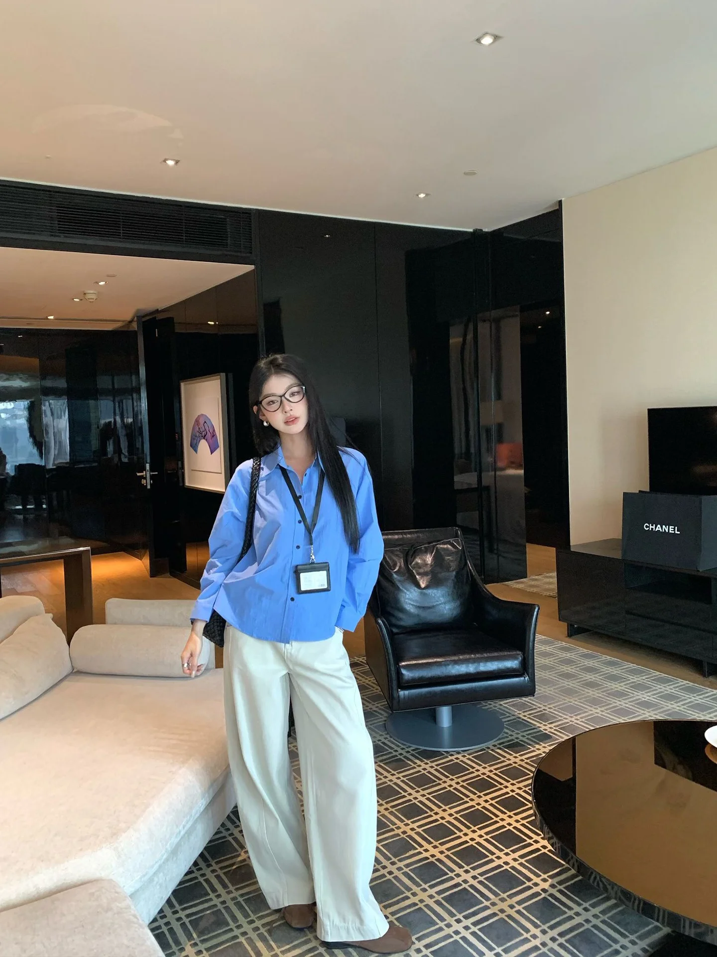 

Waed Cotton Wide Leg Jeans Women Loose Casual Pants Straight Tube Jeans l Waist Decorative Stitching All Seasons