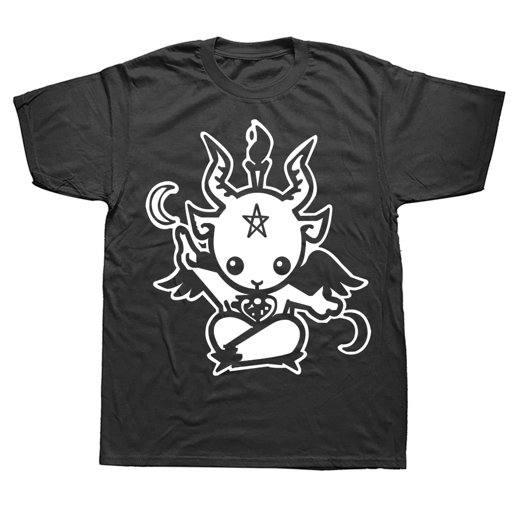 fashion Summer Style  Goat Baphomet Cartoon T Shirt Men Cotton Short Sleeve Printed T-shirt Brand Tshirt Mens Clothing