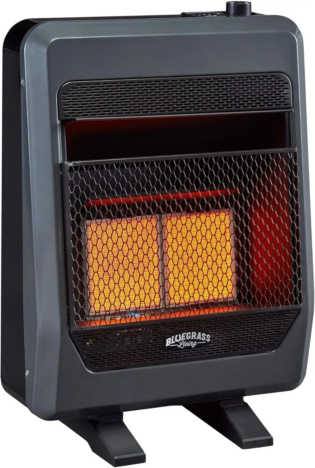 Gas Vent Free Infrared Gas Space Heater With Blower and Base Feet - 18,000 BTU, T-Stat Control - Model# B18TPIR-BB, Black