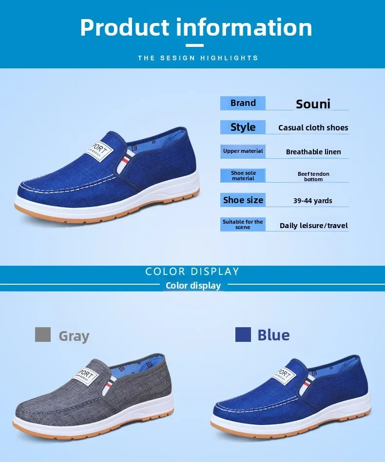 Sommer-Herren-Slipper aus Segeltuch, bequeme Schuhe mit weicher Sohle, leichtgewichtige, rutschfeste Arbeitsschuhe für ältere Menschen, zum Fahren geeignet. – Detail 5