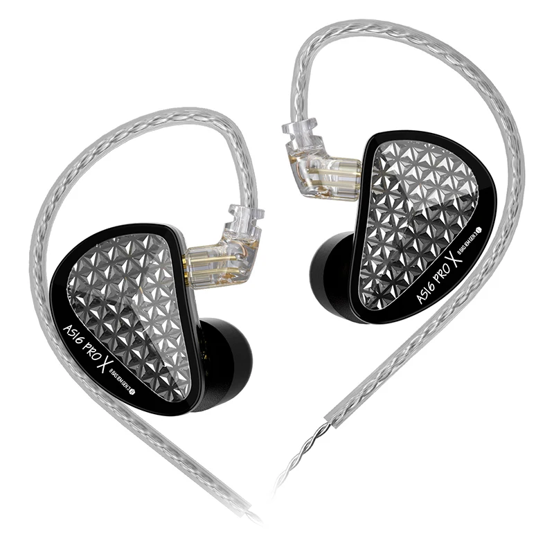 Vorbestellung KZ AS16 PRO X IEM 16BA HiFi Kabelgebundene Ohrhörer mit Präzisions-Elektronischer Frequenzweiche und Funkelndem Diamantähnlichen Design