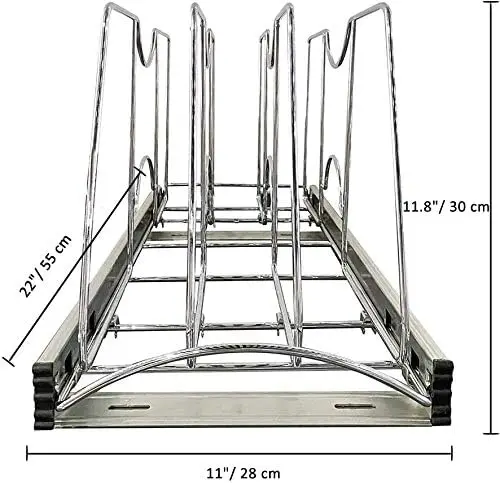 Pull Out Cookie Sheet Organizer for Cabinet, Pan and Pot Rack Cutting Board Organizer Rack Baking Tray  Adjustable Divider Width