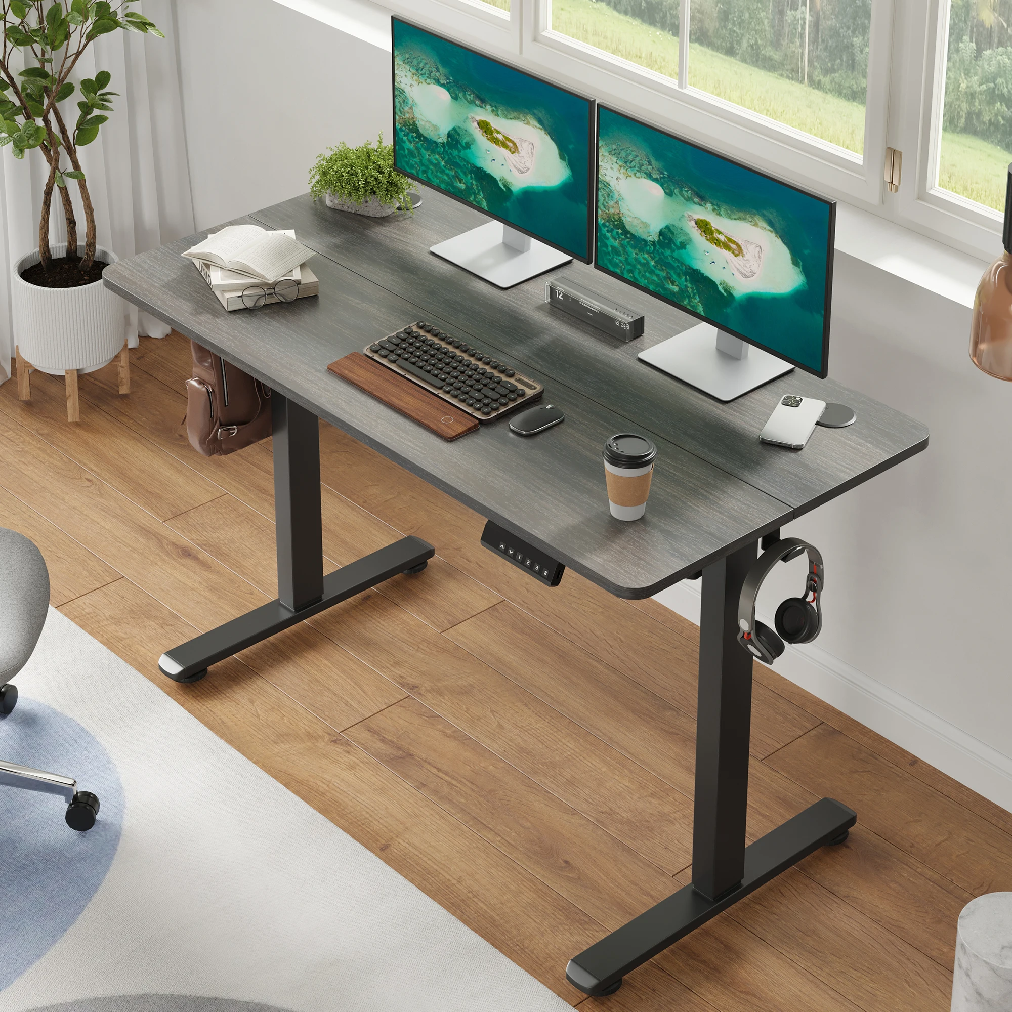 STARY Electric Standing Desk Adjustable Height Sit Stand Home Office Desk with Splice Board