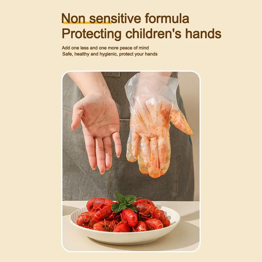 Household Acid Work Safety Disposable Gloves Food Grade Transparent Latex Free Gloves TPE Non-Slip Cleaning Gloves