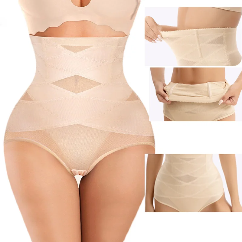 Dimmkof Stretchy Resistant High Waisted Waist Cincher Panties Body Shaper Butt Lifting Mesh Breathable Panties Tummy Control