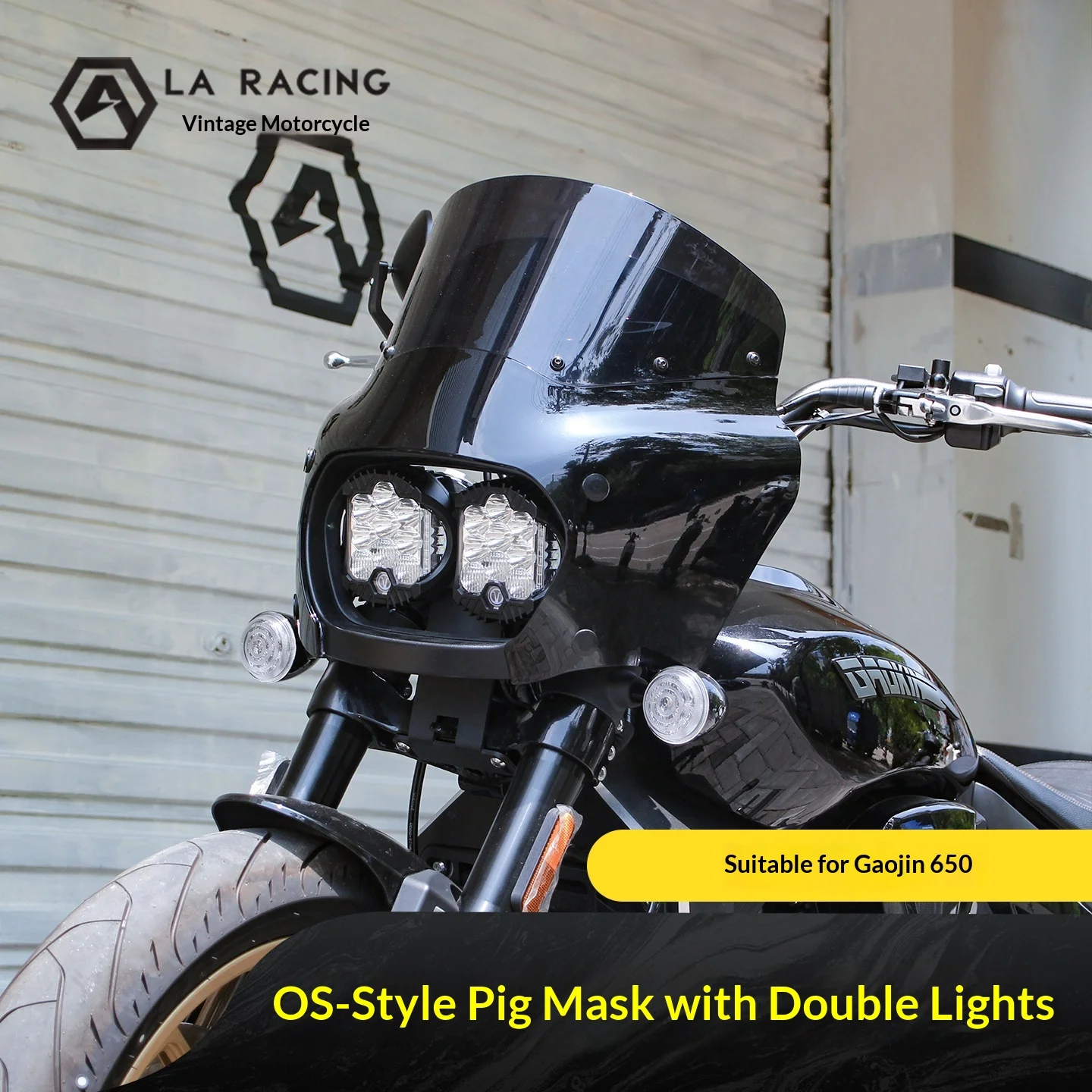 【Premium】For GAOKIN 650 Kawei 652 modified DS style pig head cover, retro dual headlight front windshield deflector accessories