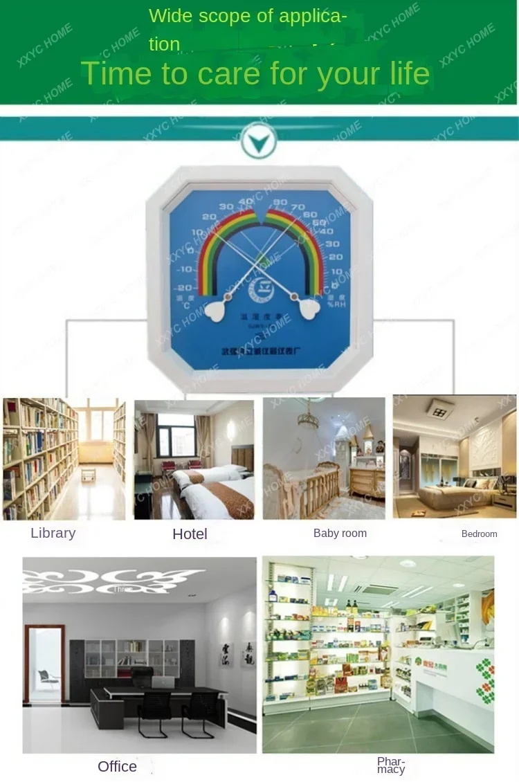Termometer termohigrometer pasang dinding, termometer apotek kering dan basah otomatis rumah tangga