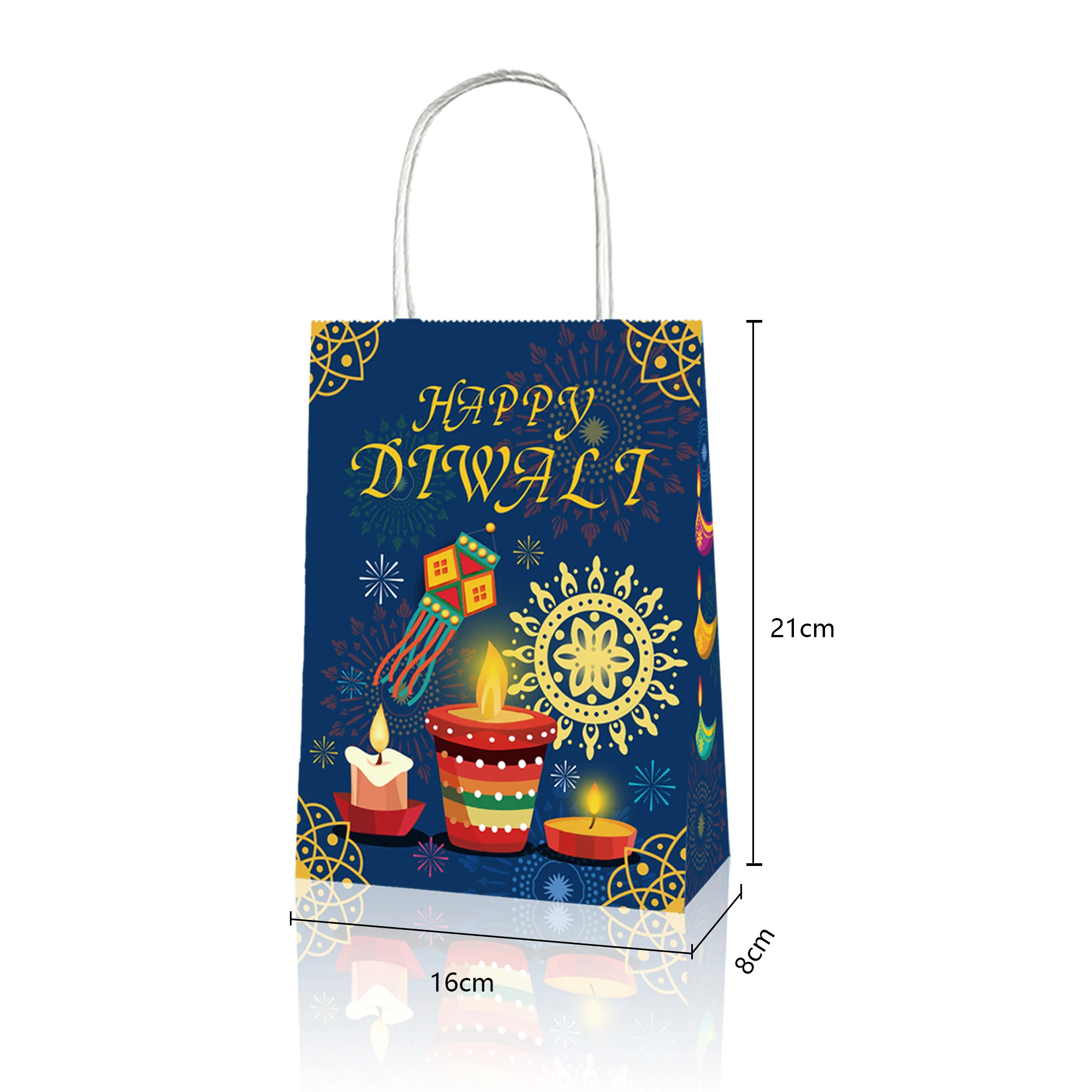 BD144 12Pcs Kraft Paper handBags North American Holiday Parties Portable Packing Shopping Tote Bag Baby Shower Decoration