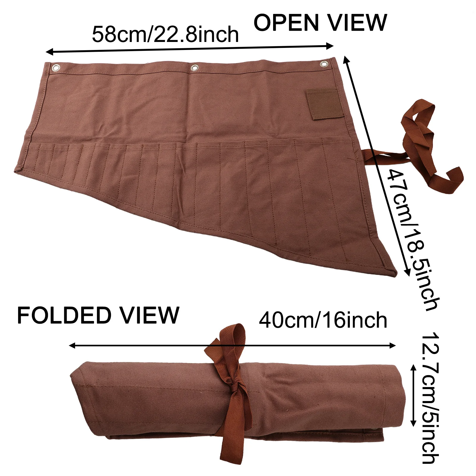 Wrench Storage Bag Waterproof Heavy Duty Waxed Canvas Tools Roll Bag Multi-purpose Spanner With 16 Pockets Storage Bags Tools