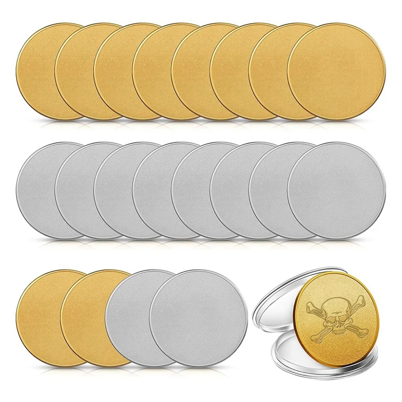 20 Pieces Blank Coin Threaded Edged 40 Mm With Acrylic Protection Box Laser Engravable Pattern Easy Install (Gold+Silver)