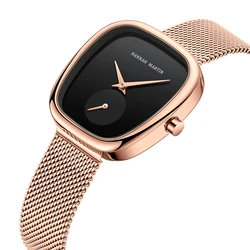 2025 New Women Quartz Wristwatch 34mm Wine Barrel Rose Gold Black Stopwatch Fashionable Minimalist Style Oval Watches for Women