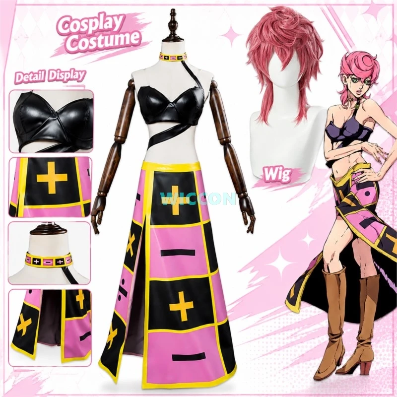 Disfraz de Cosplay de Trish Una, Peluca Rosa, Top y Falda de Anime Ocean Adventure, Ropa Interior, Vestido Uniforme, Traje de Halloween