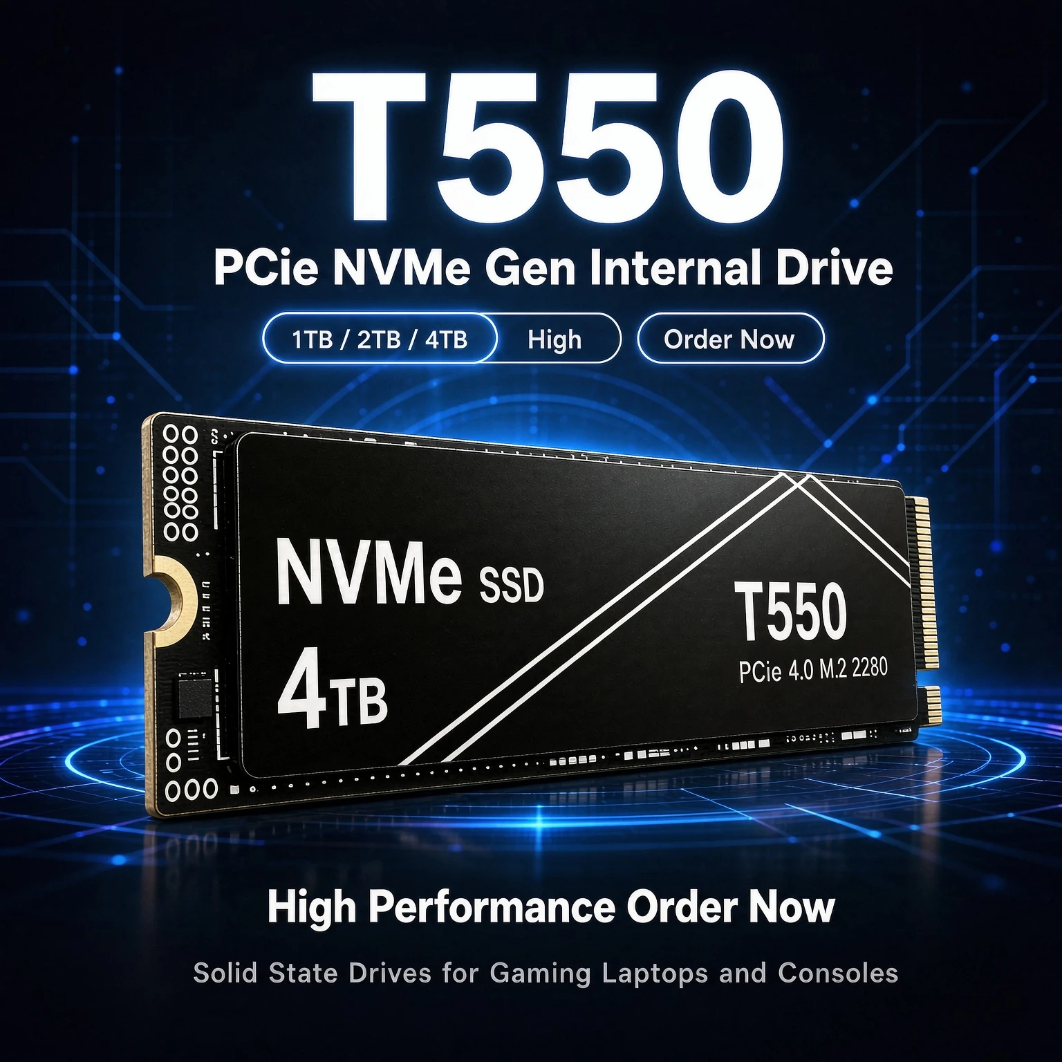 T550 NVMe PCIe Gen SSD 2TB 4TB Internal Solid State Drive for Gaming Laptop Desktop PC Console