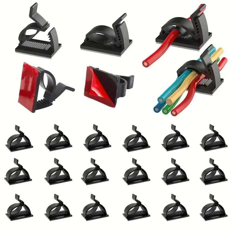 50pcs Mini Outdoor Cable Clips With Adhesive Tapes Light Clips Decoration Clips Self Adhesive Hooks Wire Holder For Decoration