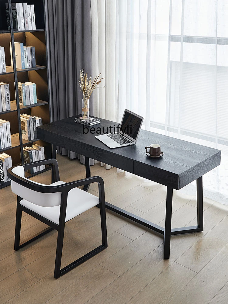 Custom Italian Minimalist Solid Wood Desk Double Minimalist Designer Study Furniture Large Desk Long Writing Desk Villa