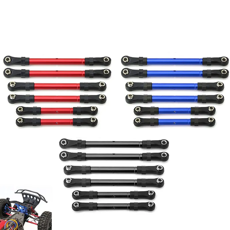Adjustable Front & Rear Pull & Steering Rods For Traxxas Hoss/Slash/Rustler 4WD RC Car Upgrade, CNC Aluminum Durable Precision