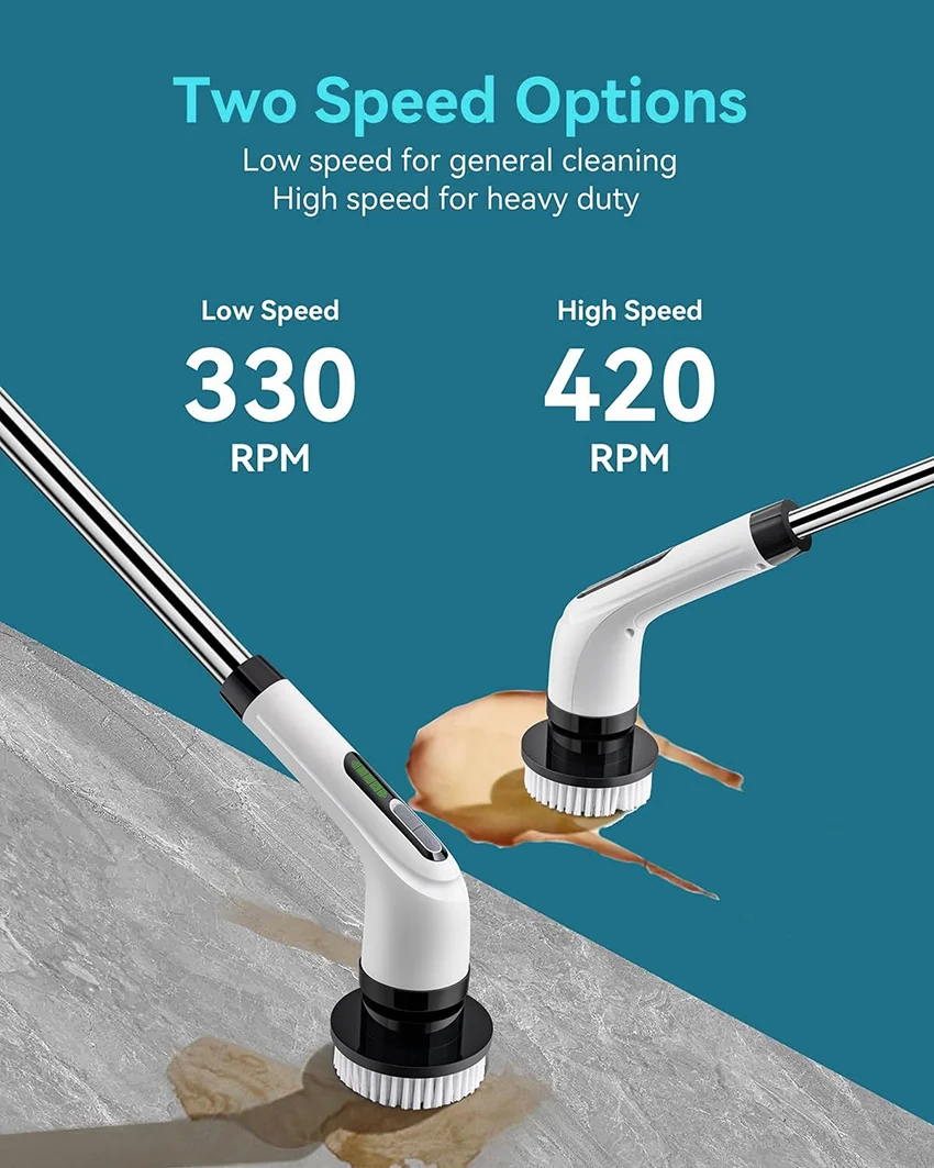 電動スピンスクラバー コードレスクリーニングブラシ 調節可能なハンドル付き キッチン、車、タイル、壁、床、シャワー用