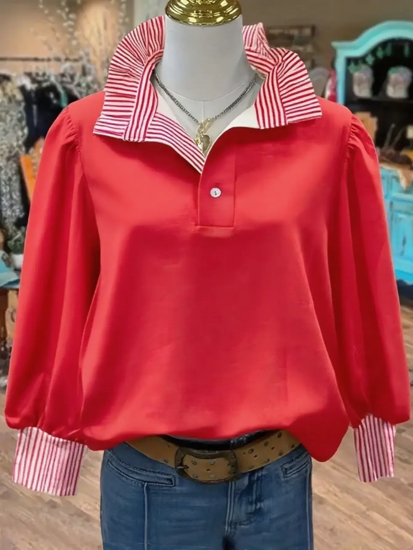 Ladies' 2026 New Arrival Top: Retro Fashion Shirt, Simple and Versatile for Any Occasion,Purple striped shirt