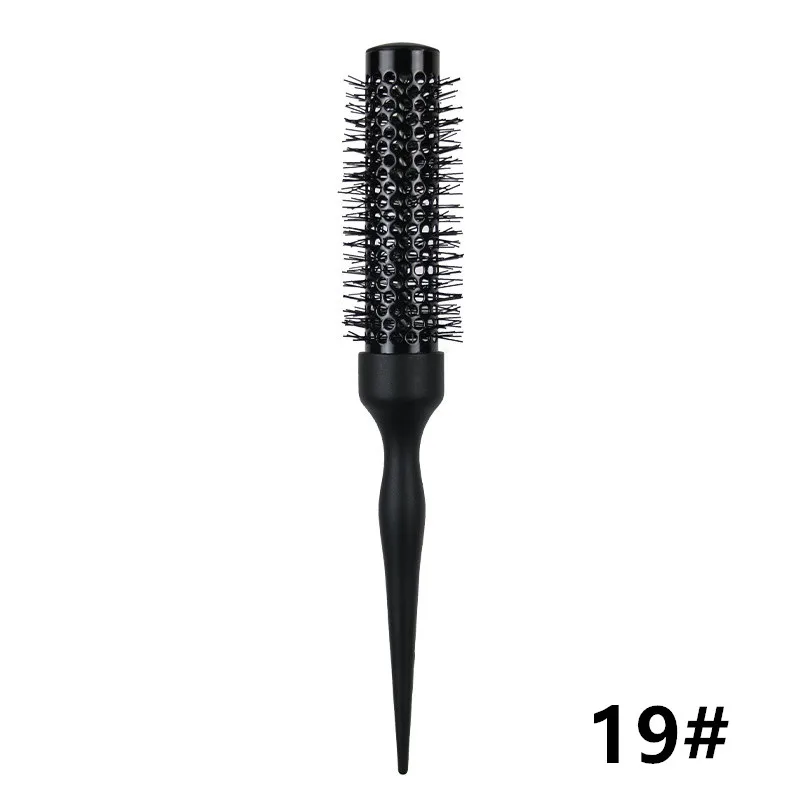 1 ST Zwarte Ronde Vat Haar Kam Haar Styling Haarborstel Nylon Kam Cilinder Krullend Haar Kam Aluminium Buis Salon Tool