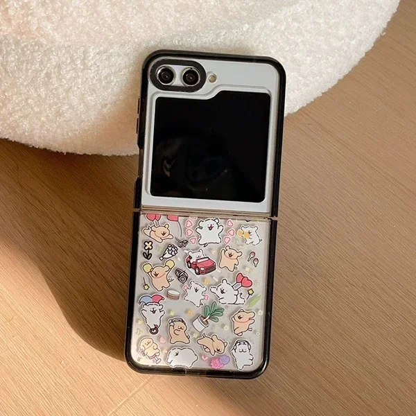 Bonito jogando caso do telefone do cão, Shell duro, tampa traseira para Samsung Galaxy Z Flip 5, 4, 3, ZFlip3, ZFlip4, ZFlip5