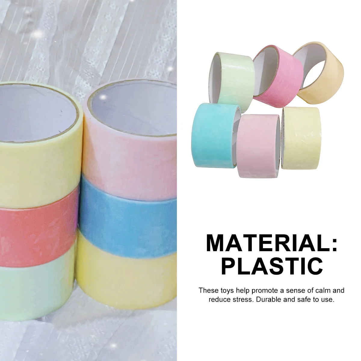 أشرطة كروية لاصقة ملونة للأطفال فيدجيت لتخفيف الضغط وتخفيف التوتر، شريط مطاطي ملون للاسترخاء الممتع