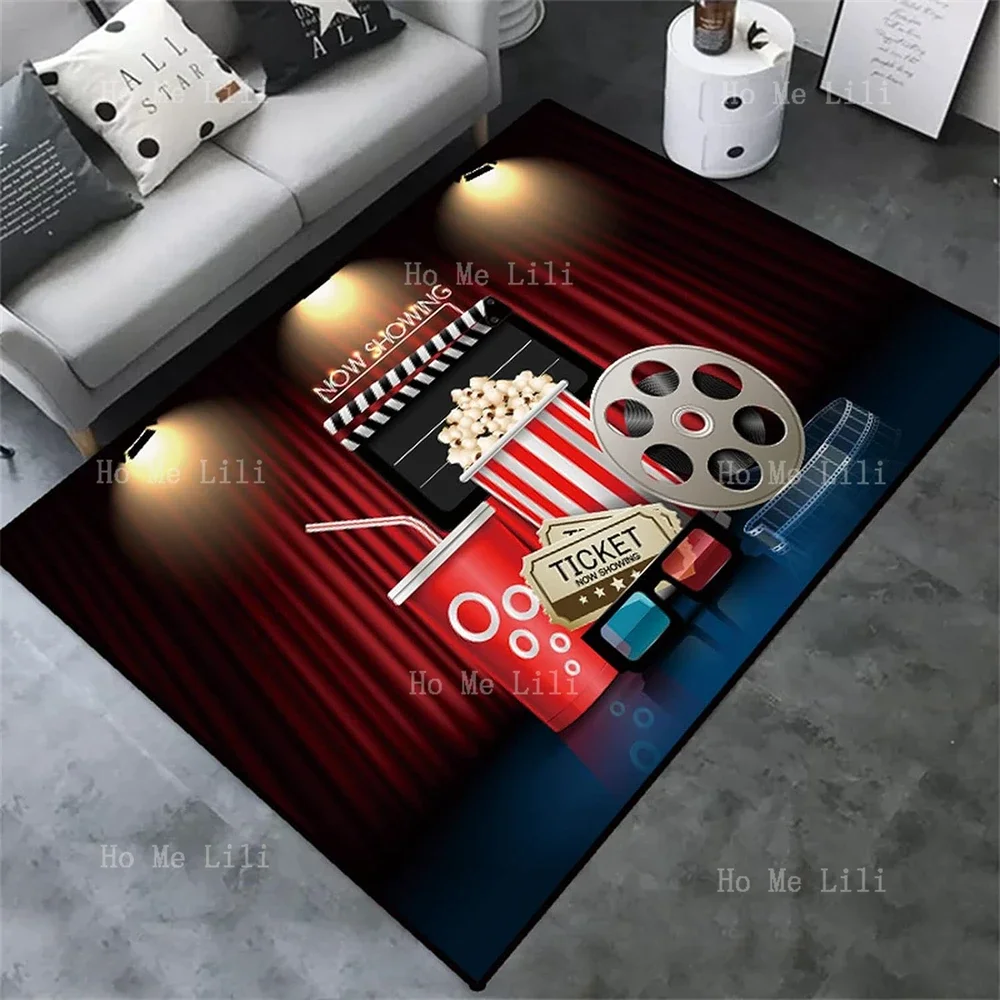 Home Theater Ticket One Movie Pattern Area Rug Floor Comfortable Carpet Welcome Mat Living Room Kitchen Bedroom Garden Decor