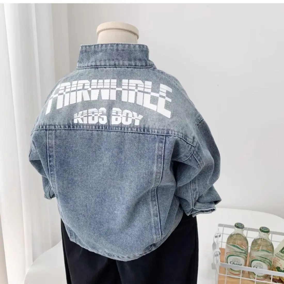 Spring and Autumn Boys' Deinm Jacket New Children's Korean Style Stand up Cowboy Casual Coat