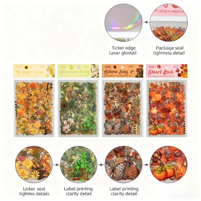 

Autumn Theme Nature Stickers Botanical Leaves & Fruits Transparent Decals Scrapbooking Journaling Craft Stickers