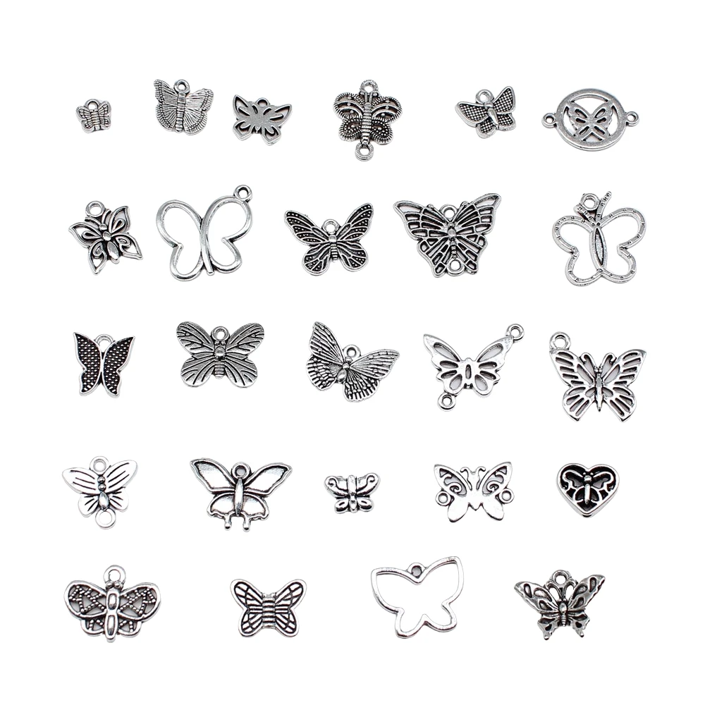 20 sztuk Charms Butterfly antyczne srebro kolorowe wisiorki DIY rzemiosło dokonywanie ustaleń ręcznie robiona biżuteria tybetańska
