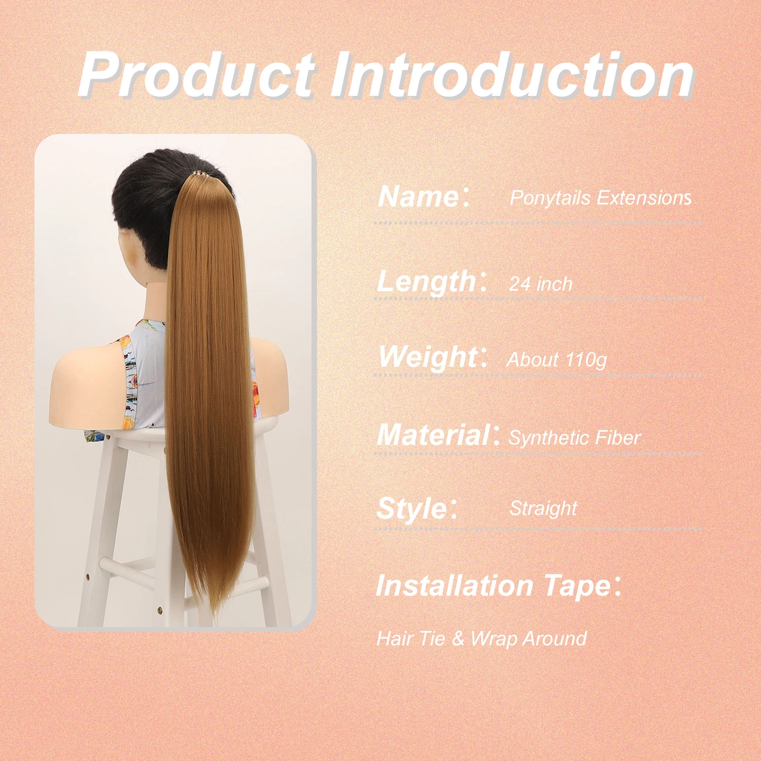 Ponytail Hair Extensions Long Braided Ponytails With Hair Tie Straight Wrap Around Hairpieces Synthetic Hair Ponytails Extension