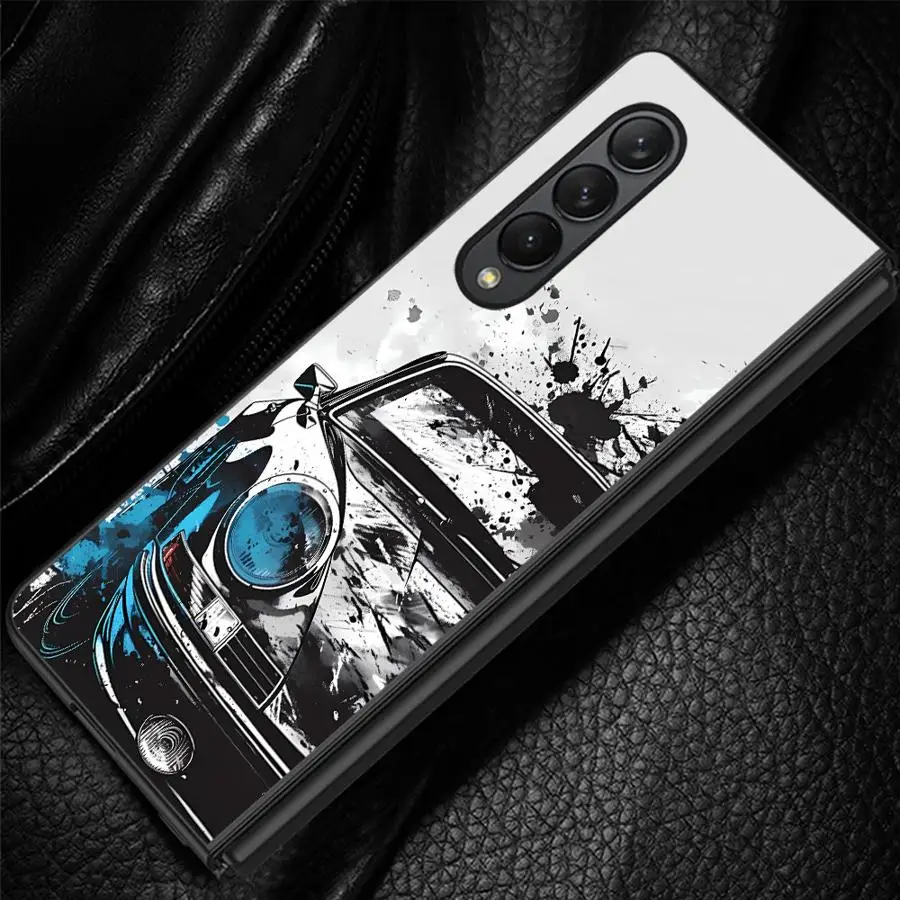 Blue Gray Racing Car Case for Samsung Galaxy Z Fold 8 Ultra ZFold5 ZFold6 ZFold4 Z Fold 7 6 5 4 3 ZFold7 ZFold3 Phone Shell