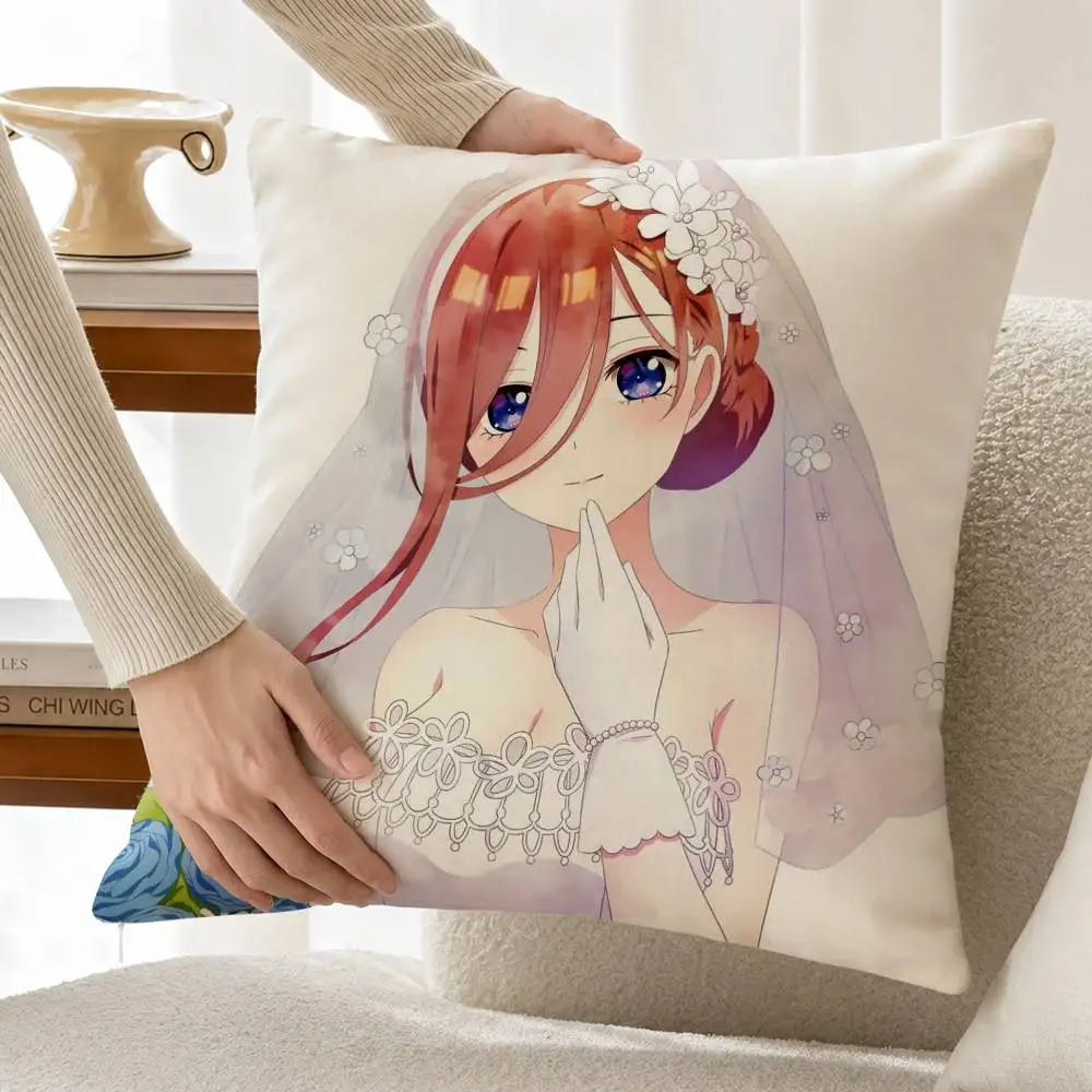 M-Miku N-Nakano The Q-Quintessential Customizable Square Pillow case Double Sided Print Sofa Bedroom Decor Cushion Cover