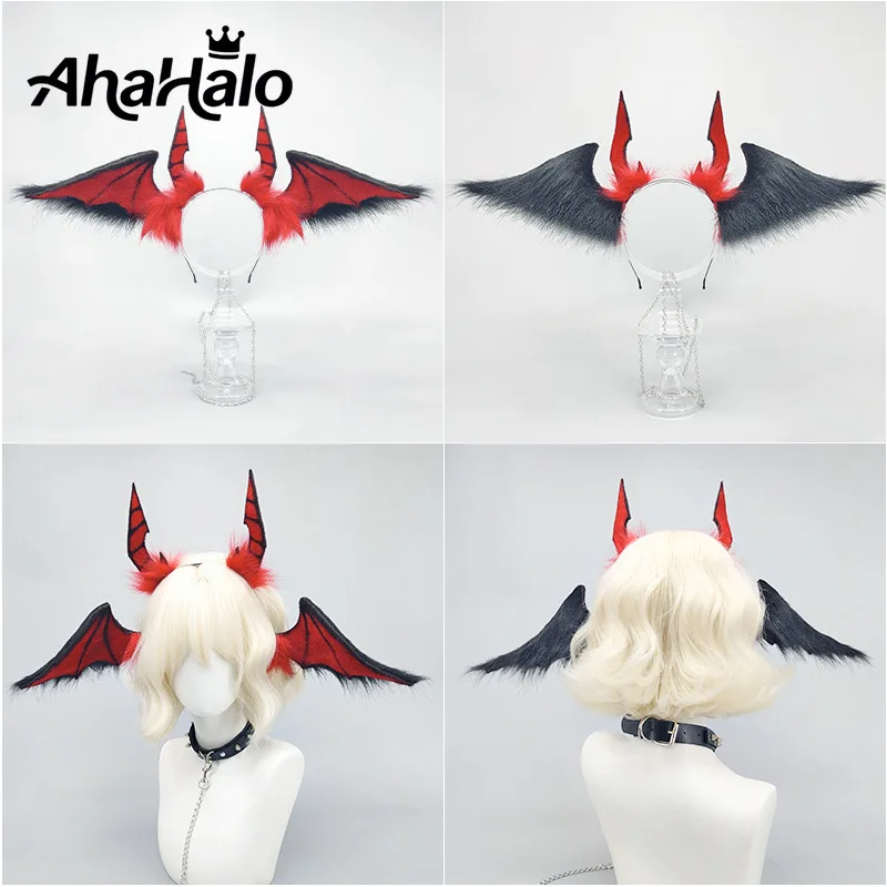 Halloween Bat Wing Headband Hair Clips for Women Girls Black Red Dragon Bat Ears Headpiece Devil Costume Accessories for Cosplay 5