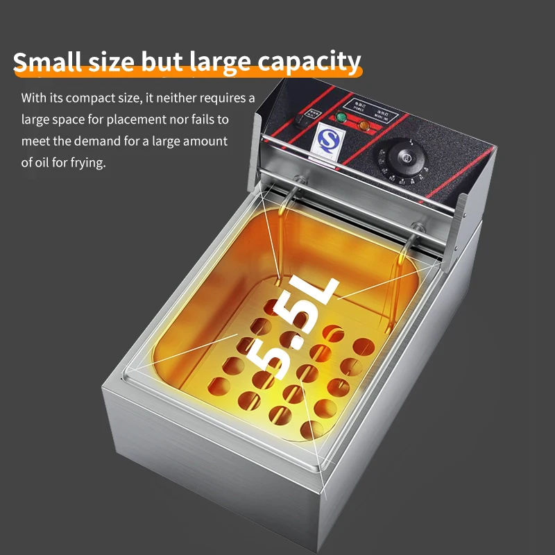 2026 hot sales Commercial Electric Fryer 5.5 Liters Home and Fast Food Restaurant Potato Chips Fried Chicken
