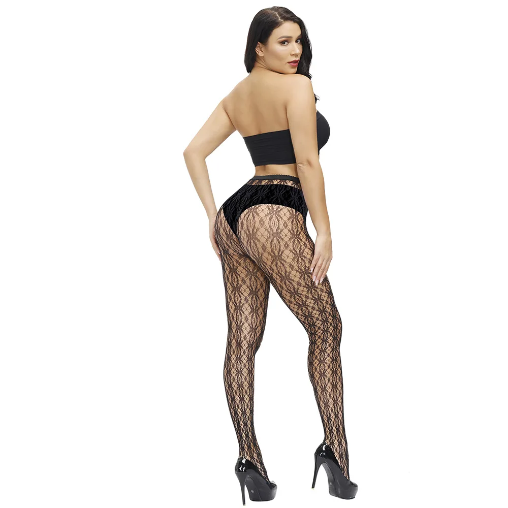 NEUE Plus Größe Sexy Schwarz Web Mesh Strumpfhosen Sommer Frauen Aushöhlen Fishnet Strumpfhosen Gothic Spitze Transparent Lange Strumpf Damen – Detail 12