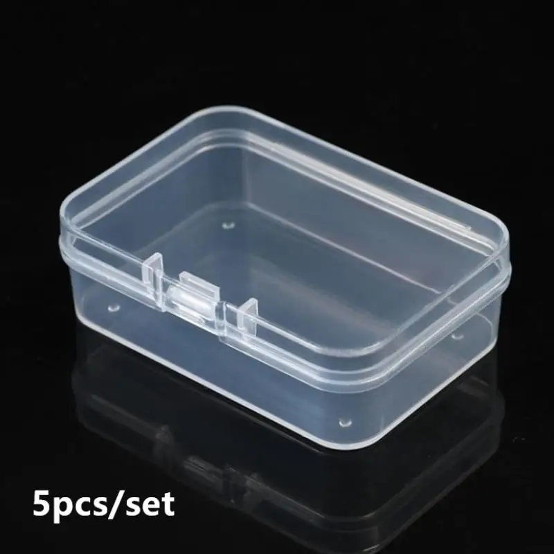 

5pcs Transparent Plastic Box Jewelry Packaging Component For Receiving Box ID Card Jewelry Rectangle Home Plastic Storage Box