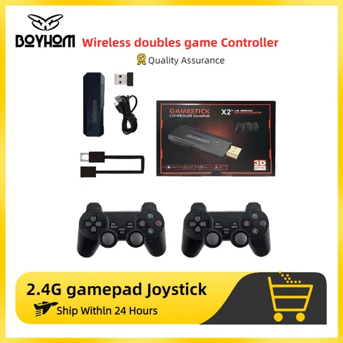 2025 X2 Plus Game Stick 4K HD consola de videojuegos 2,4G doble controlador inalámbrico Game Stick para N64/PSP/PS1/GBA