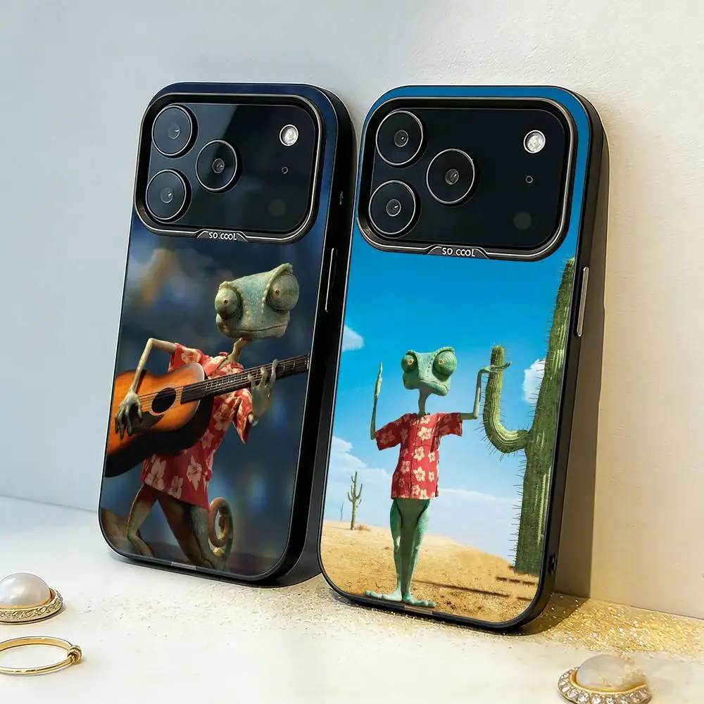 

1pc Cowboy Hat Lizard Desert Cartoon Phone Case For iPhone17,16,15,14,13,12,11,Pro,MAX White Matte Shockproof Cover