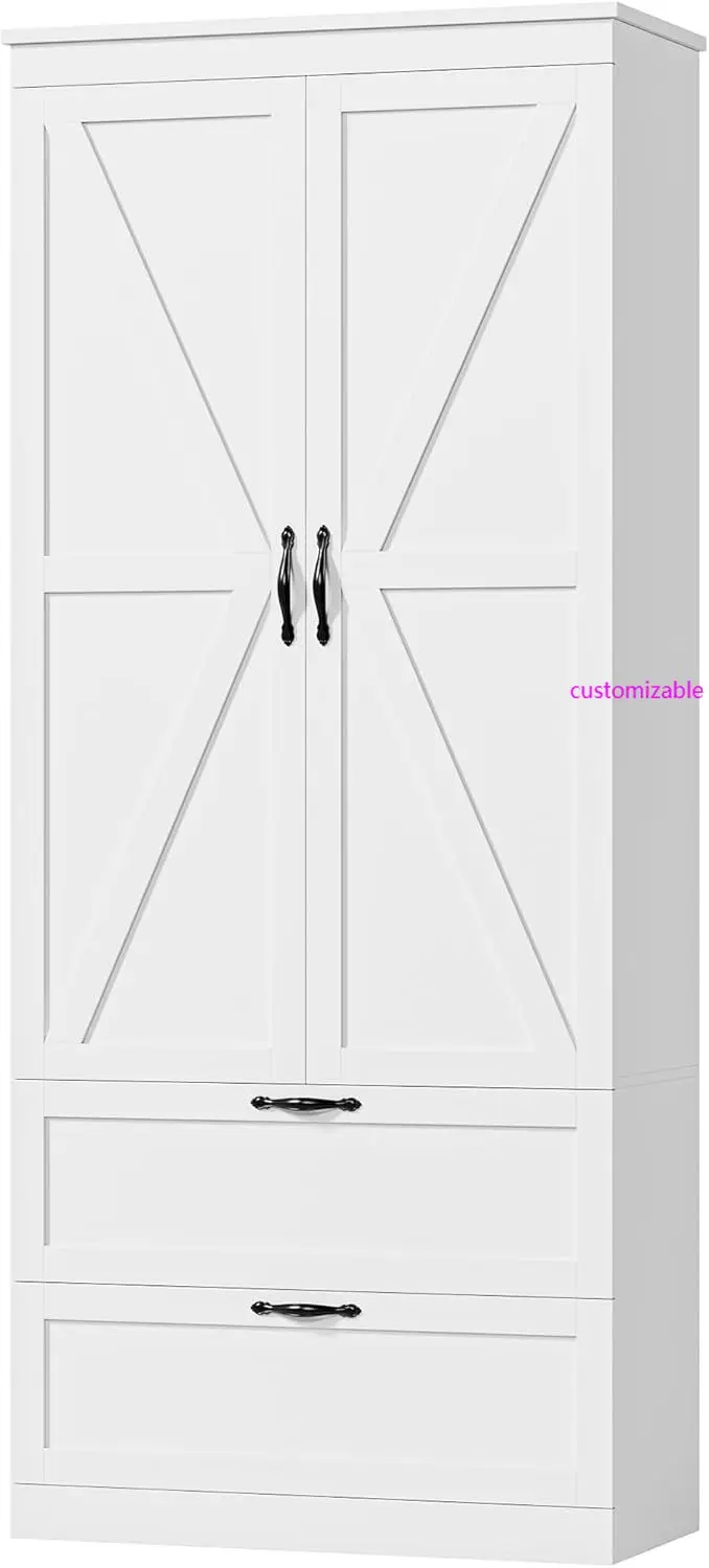 70 "hoher Küchen schrank, Scheunentore Vorrats schrank mit Schubladen und verstellbarem Regal