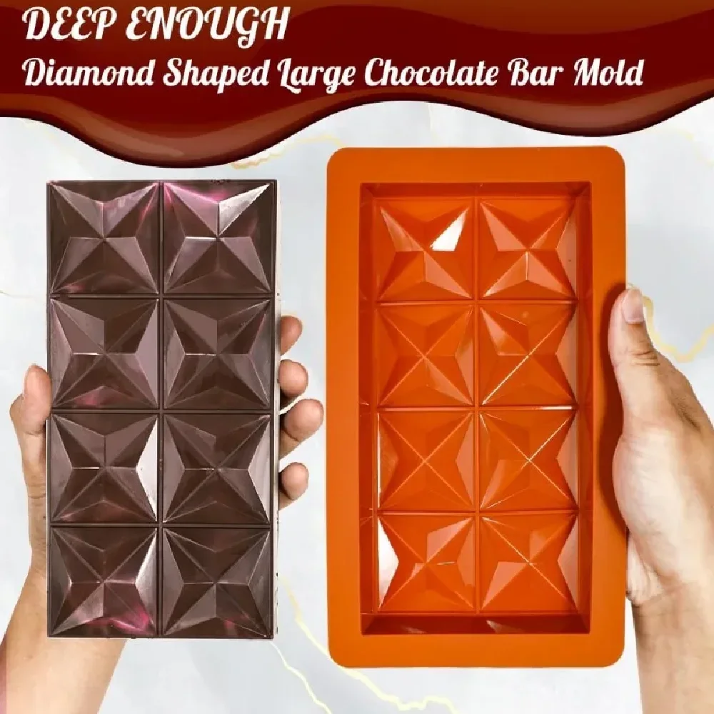 Chocolate Bar Mold Deep with 10Pcs Bags Thick dubai Chocolate Mold for Stuffed Bar Filling Pistachio Break Apart Chocolate Bar