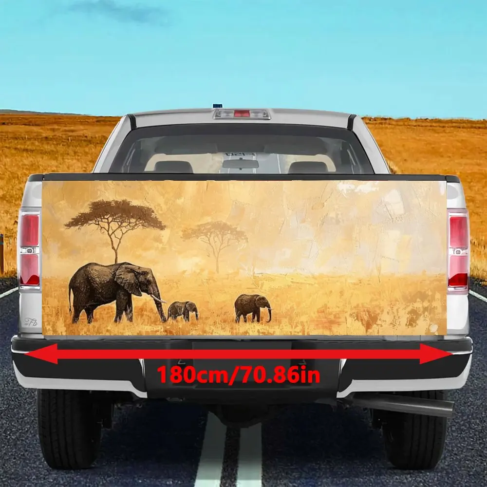 African Savannah Elephant Print Car Tail Trunk Protect Vinly Decal Auto Accessories Hood Decoration Sticker for Off-road Pickup