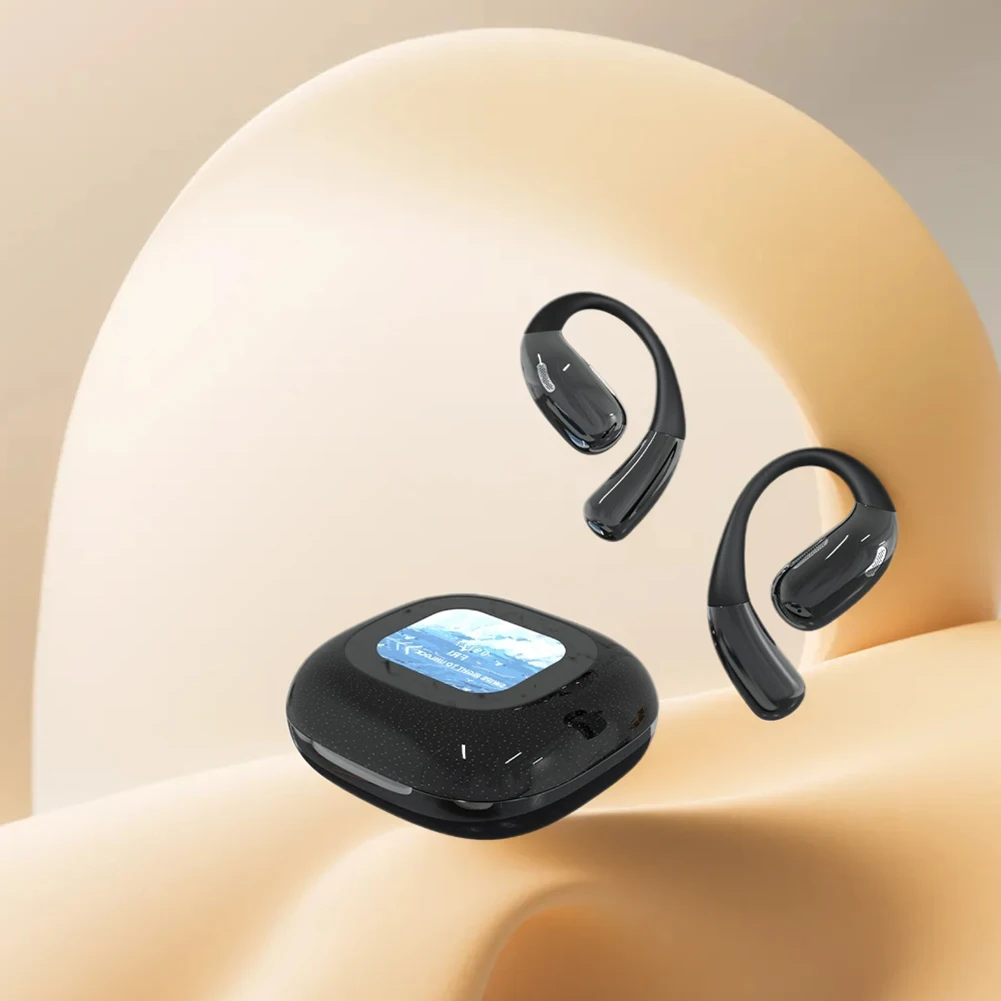 Open Ear Headphones Bluetooth-Compatible 5.3 Noise Cancelling Earhook Sports Headphones Wireless Earbuds for Workout/Running/Gym